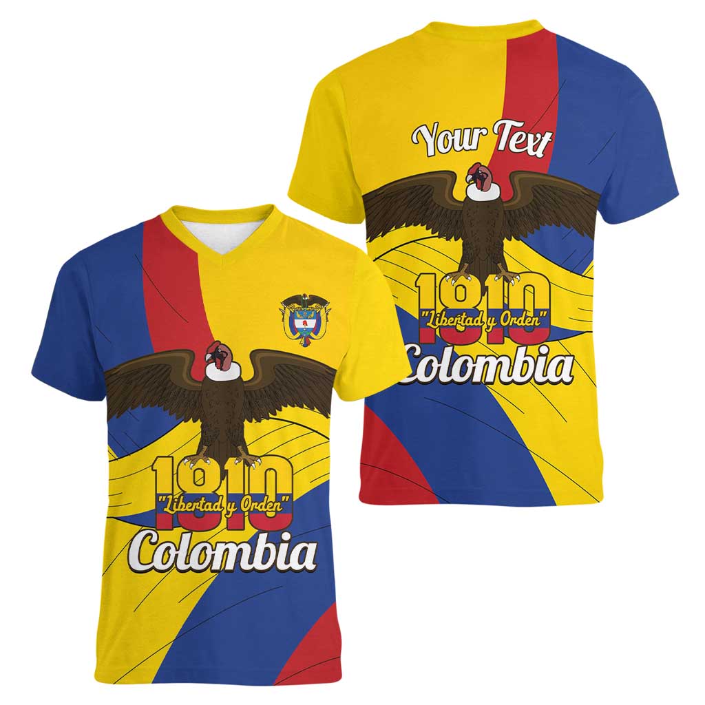 Personalised Colombia Independence Day Women V-Neck T-Shirt 1810 Libertad y Orden