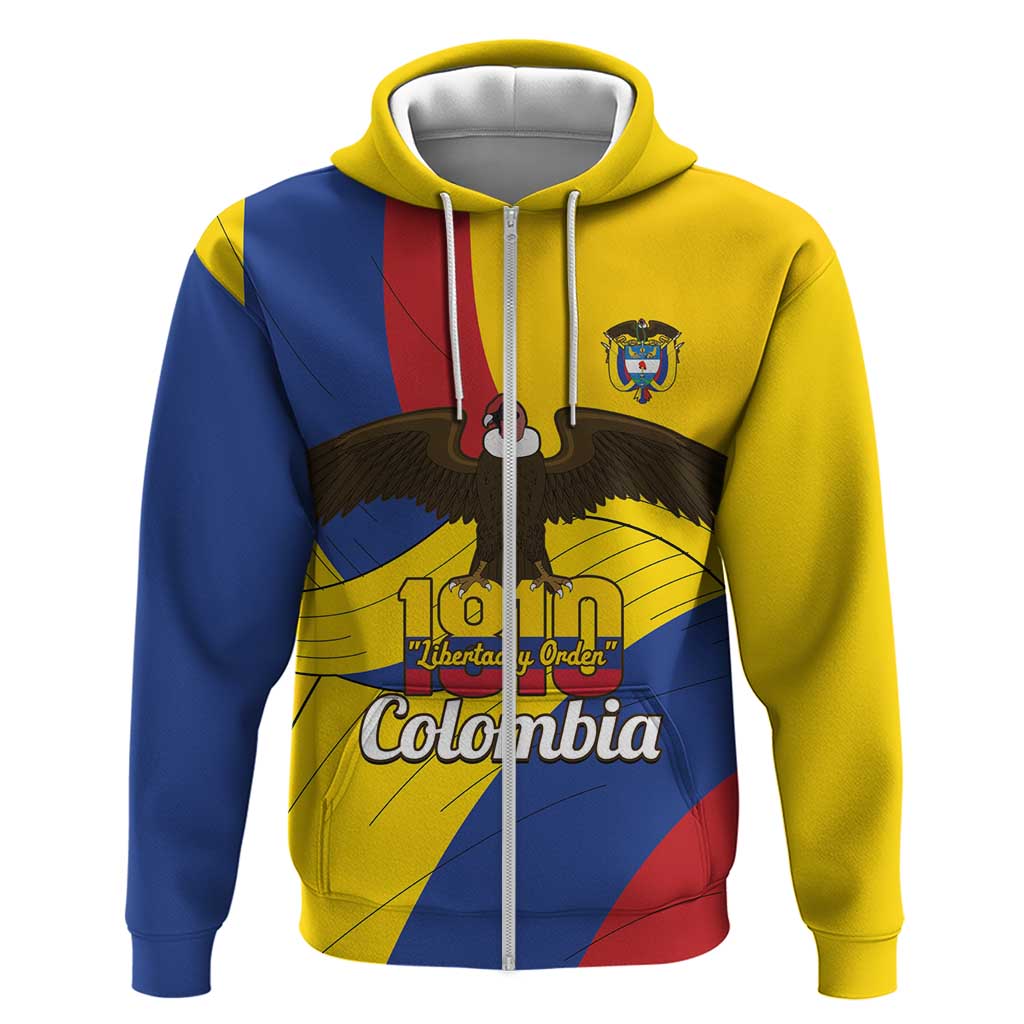 Personalised Colombia Independence Day Zip Hoodie 1810 Libertad y Orden