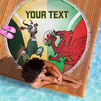 Custom South Africa And Wales Rugby Beach Blanket Springboks Welsh Mascots Dynamic Version - Wonder Print Shop