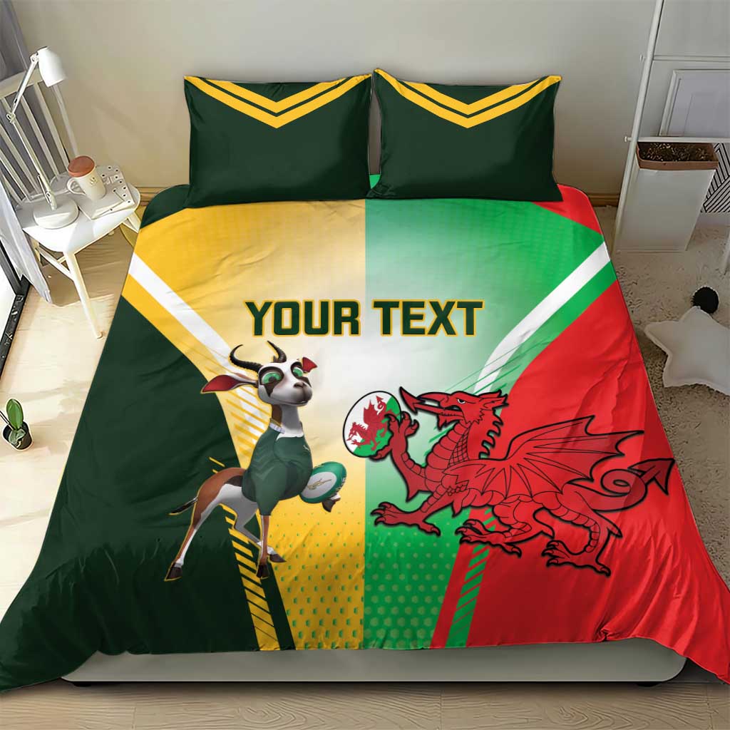 Custom South Africa And Wales Rugby Bedding Set Springboks Welsh Mascots Dynamic Version - Wonder Print Shop