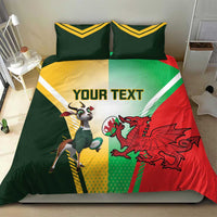 Custom South Africa And Wales Rugby Bedding Set Springboks Welsh Mascots Dynamic Version - Wonder Print Shop