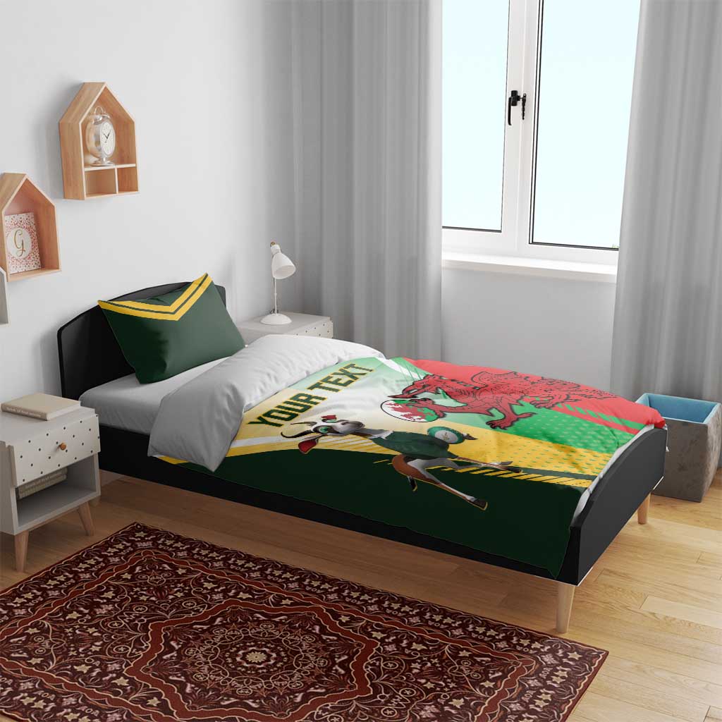 Custom South Africa And Wales Rugby Bedding Set Springboks Welsh Mascots Dynamic Version - Wonder Print Shop