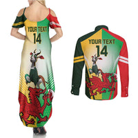 Custom South Africa And Wales Rugby Couples Matching Summer Maxi Dress and Long Sleeve Button Shirt Springboks Welsh Mascots Dynamic Version - Wonder Print Shop