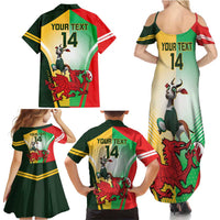 Custom South Africa And Wales Rugby Family Matching Summer Maxi Dress and Hawaiian Shirt Springboks Welsh Mascots Dynamic Version - Wonder Print Shop