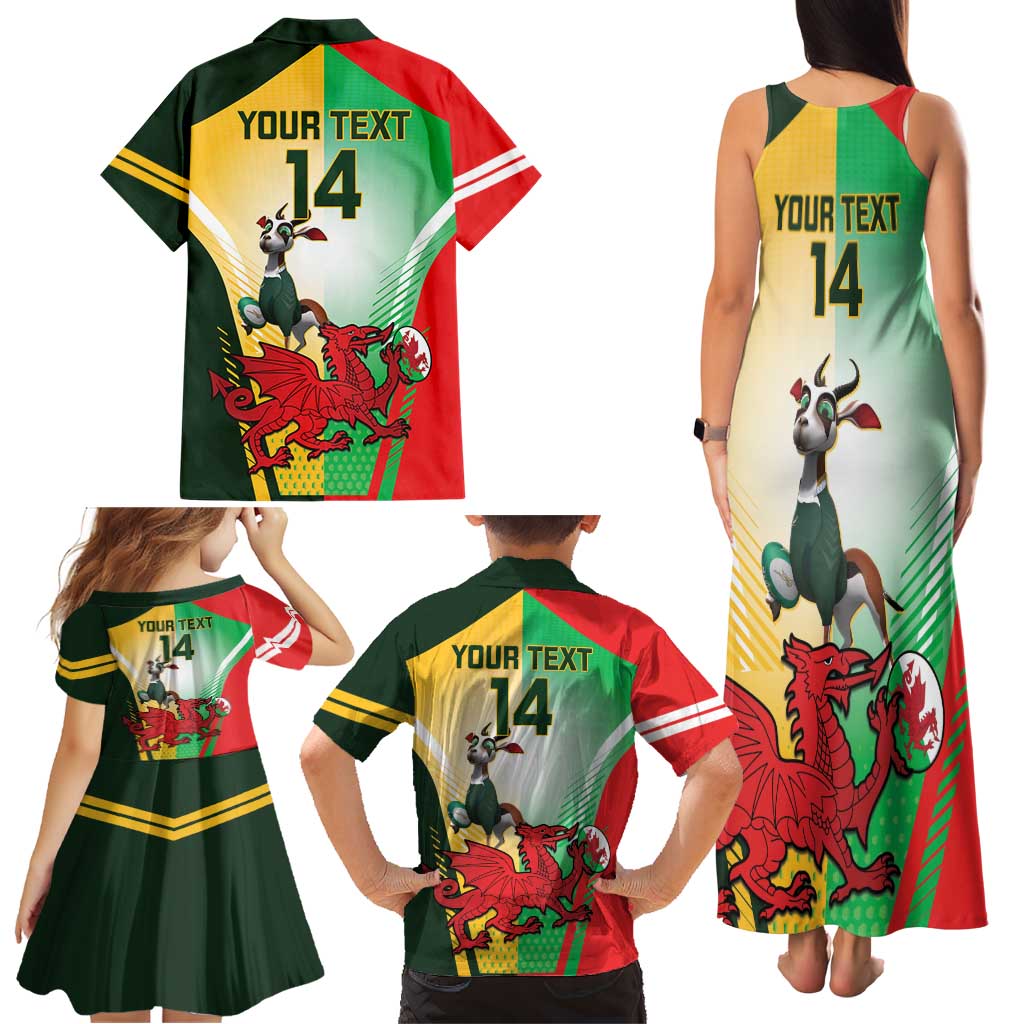 Custom South Africa And Wales Rugby Family Matching Tank Maxi Dress and Hawaiian Shirt Springboks Welsh Mascots Dynamic Version - Wonder Print Shop