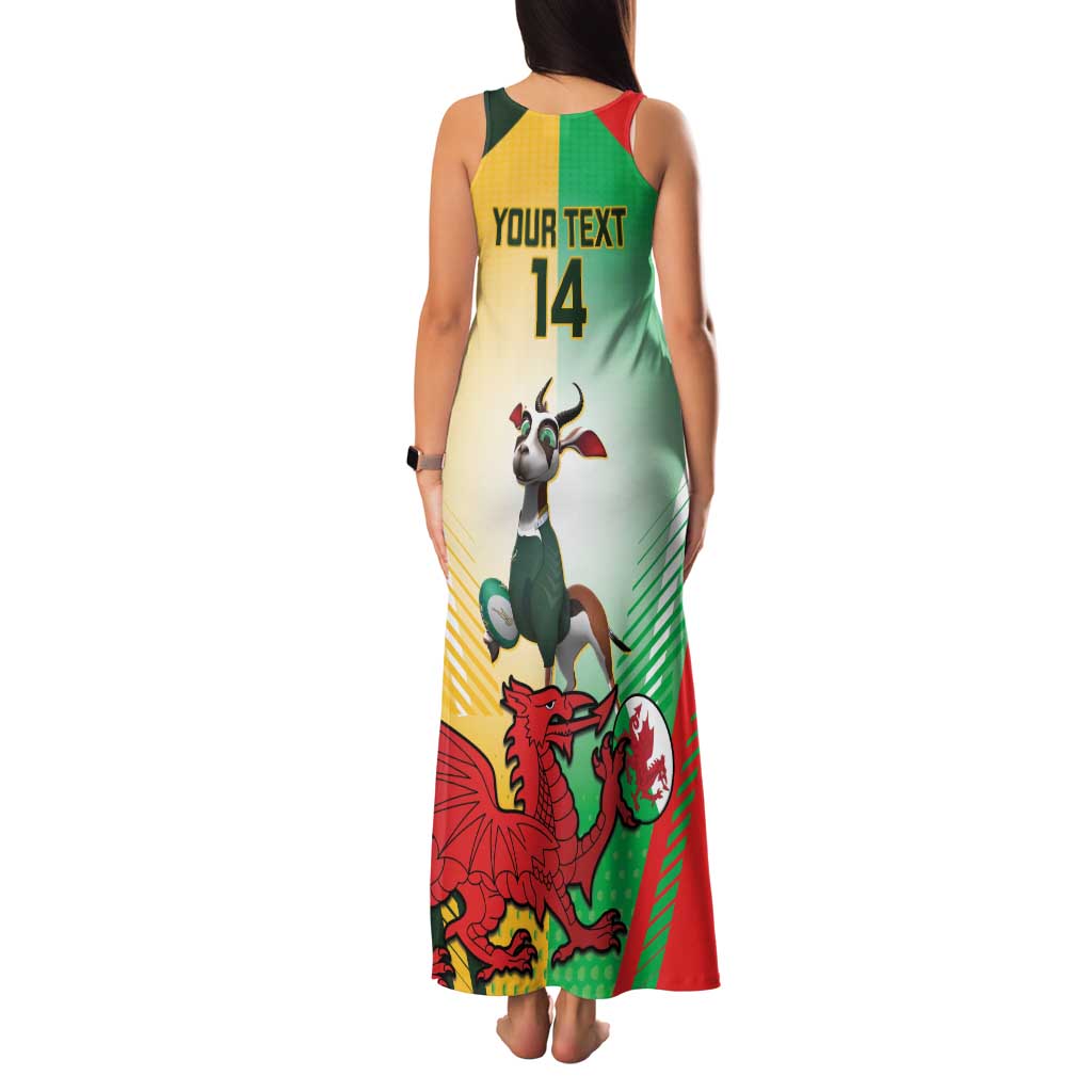 Custom South Africa And Wales Rugby Family Matching Tank Maxi Dress and Hawaiian Shirt Springboks Welsh Mascots Dynamic Version - Wonder Print Shop