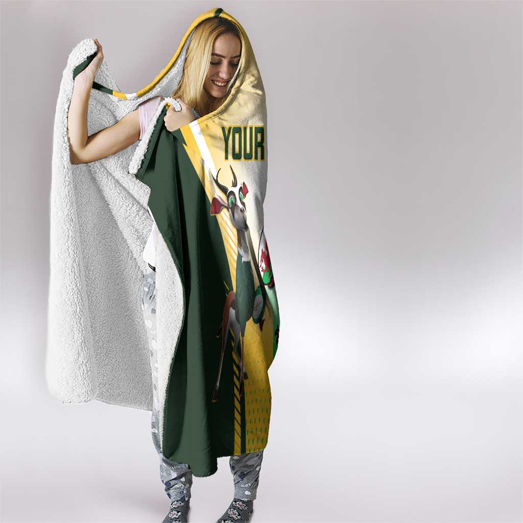 Custom South Africa And Wales Rugby Hooded Blanket Springboks Welsh Mascots Dynamic Version