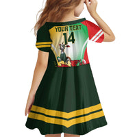 Custom South Africa And Wales Rugby Kid Short Sleeve Dress Springboks Welsh Mascots Dynamic Version - Wonder Print Shop