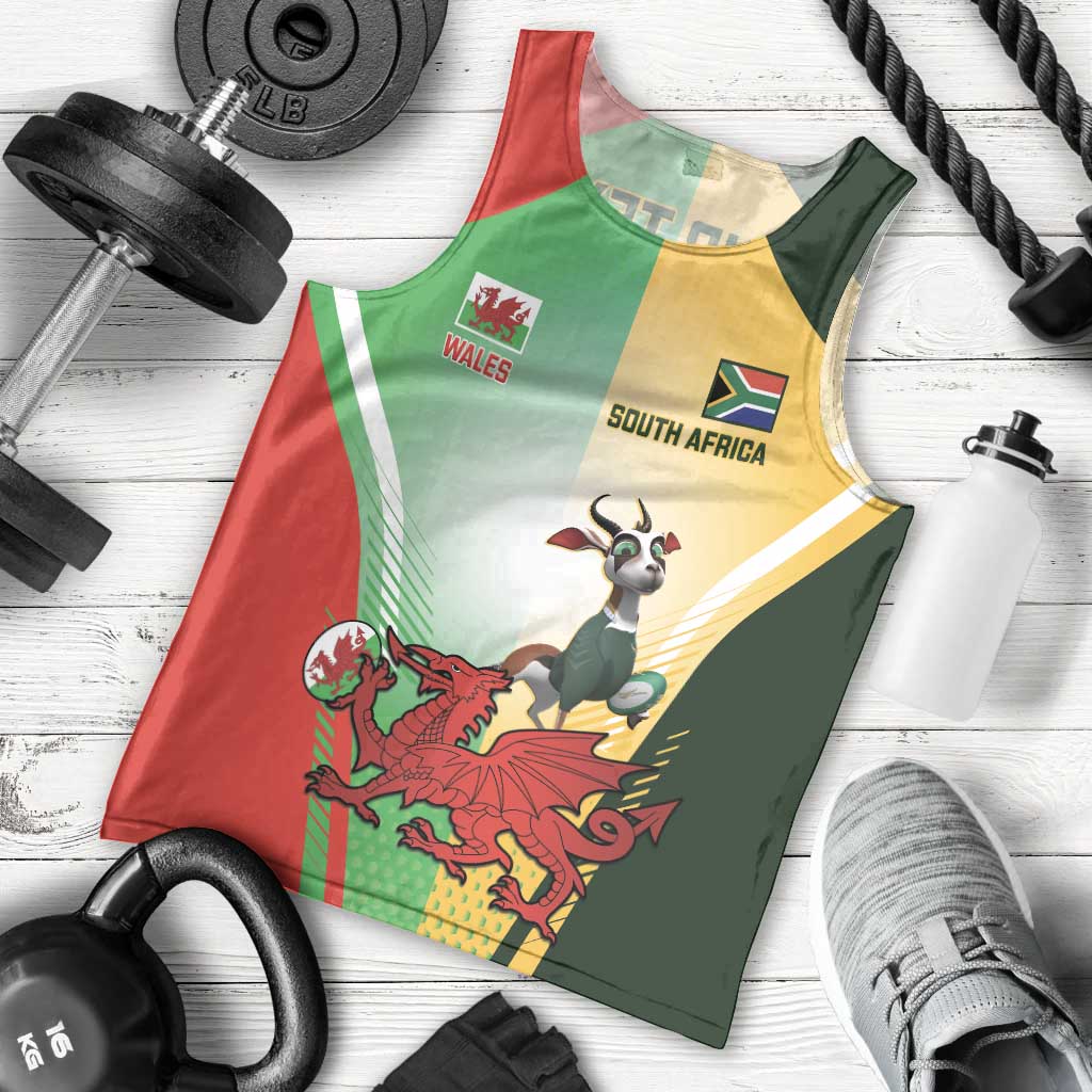 Custom South Africa And Wales Rugby Men Tank Top Springboks Welsh Mascots Dynamic Version - Wonder Print Shop