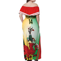 Custom South Africa And Wales Rugby Off Shoulder Maxi Dress Springboks Welsh Mascots Dynamic Version - Wonder Print Shop
