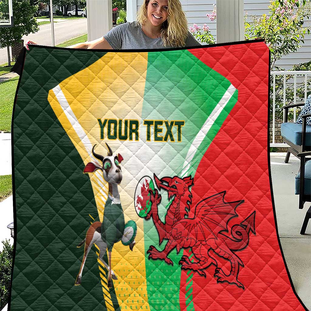 Custom South Africa And Wales Rugby Quilt Springboks Welsh Mascots Dynamic Version - Wonder Print Shop