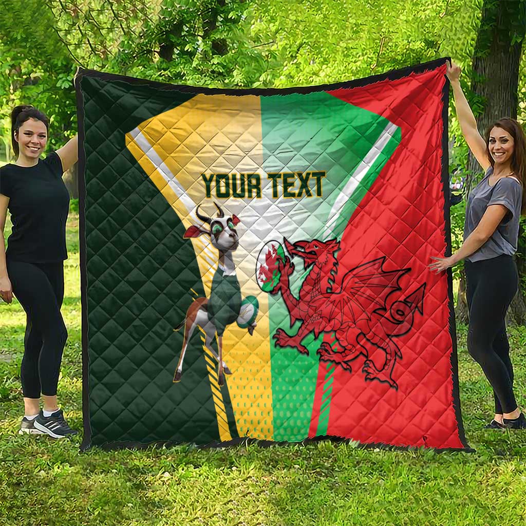 Custom South Africa And Wales Rugby Quilt Springboks Welsh Mascots Dynamic Version - Wonder Print Shop