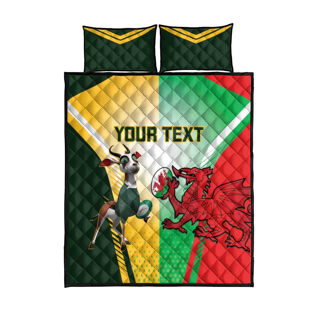 Custom South Africa And Wales Rugby Quilt Bed Set Springboks Welsh Mascots Dynamic Version - Wonder Print Shop