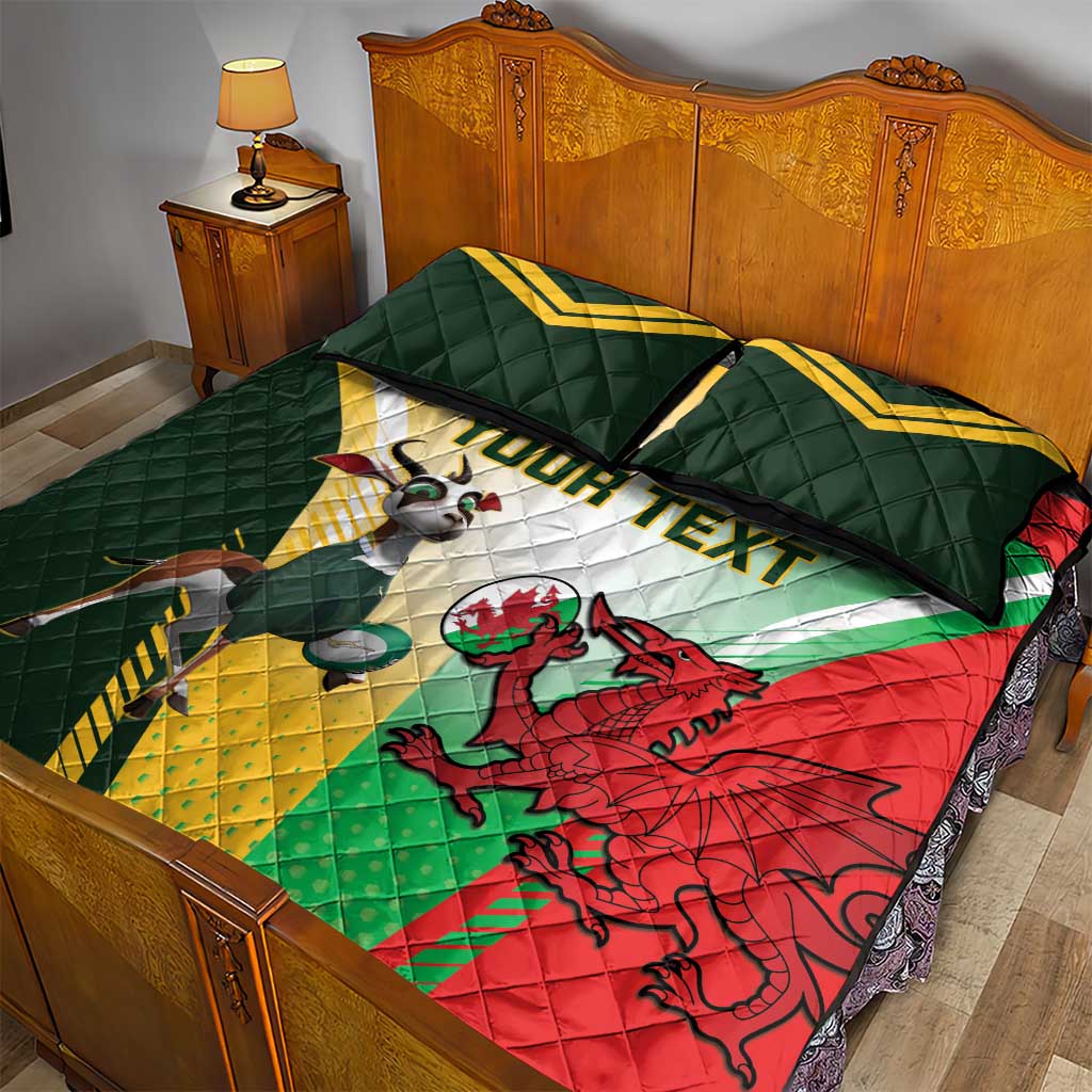 Custom South Africa And Wales Rugby Quilt Bed Set Springboks Welsh Mascots Dynamic Version - Wonder Print Shop