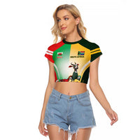 Custom South Africa And Wales Rugby Raglan Cropped T Shirt Springboks Welsh Mascots Dynamic Version - Wonder Print Shop
