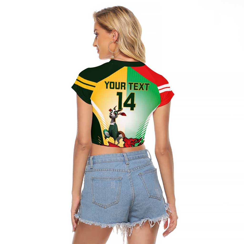 Custom South Africa And Wales Rugby Raglan Cropped T Shirt Springboks Welsh Mascots Dynamic Version - Wonder Print Shop
