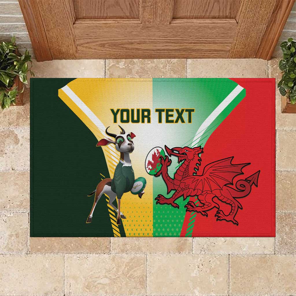 Custom South Africa And Wales Rugby Rubber Doormat Springboks Welsh Mascots Dynamic Version - Wonder Print Shop