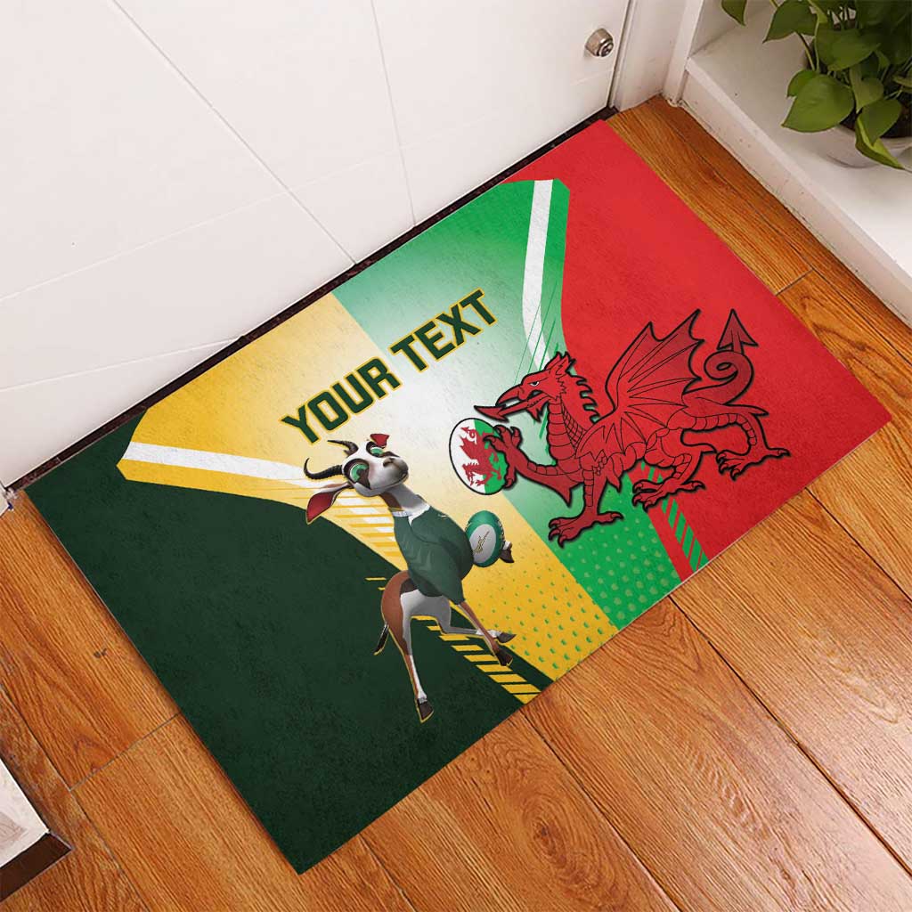 Custom South Africa And Wales Rugby Rubber Doormat Springboks Welsh Mascots Dynamic Version - Wonder Print Shop