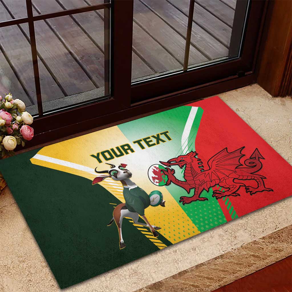 Custom South Africa And Wales Rugby Rubber Doormat Springboks Welsh Mascots Dynamic Version - Wonder Print Shop