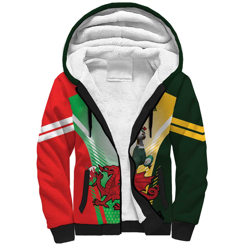 Custom South Africa And Wales Rugby Sherpa Hoodie Springboks Welsh Mascots Dynamic Version - Wonder Print Shop