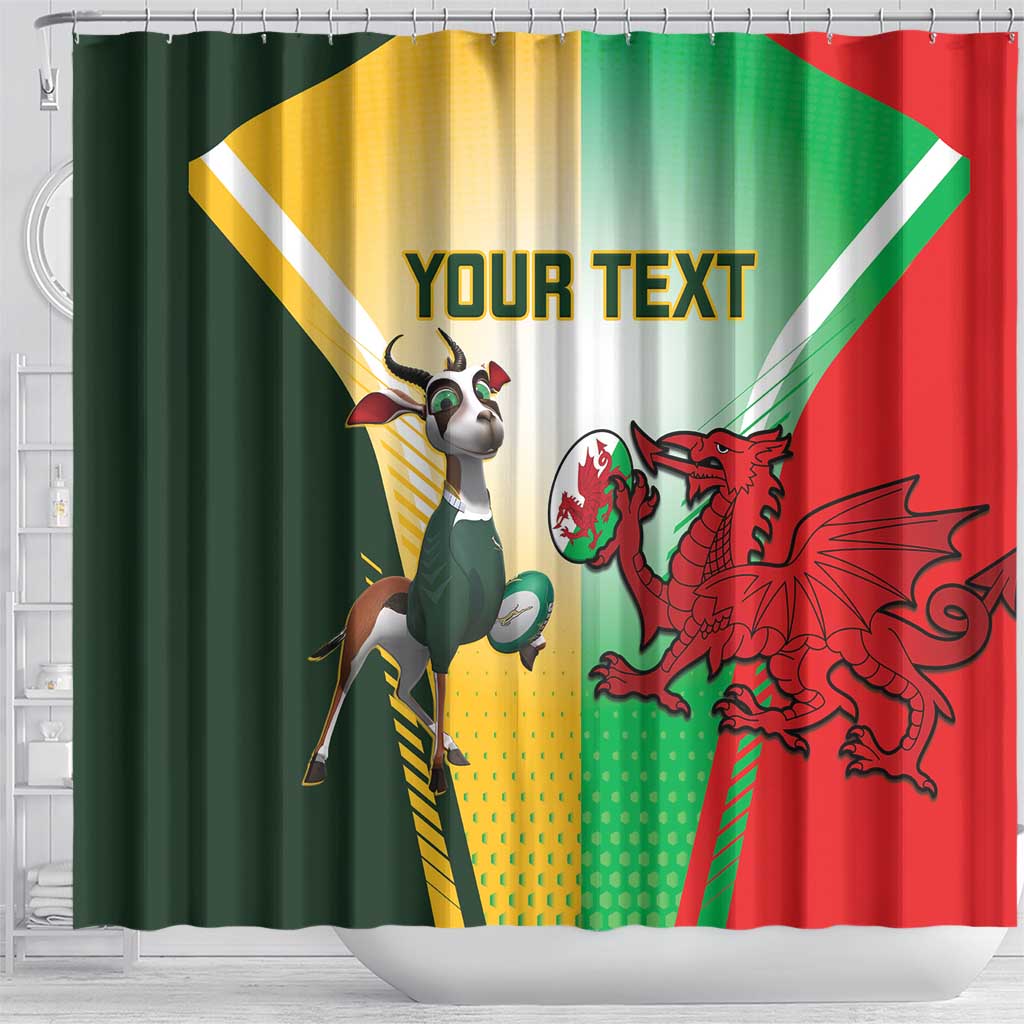 Custom South Africa And Wales Rugby Shower Curtain Springboks Welsh Mascots Dynamic Version