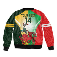Custom South Africa And Wales Rugby Sleeve Zip Bomber Jacket Springboks Welsh Mascots Dynamic Version - Wonder Print Shop