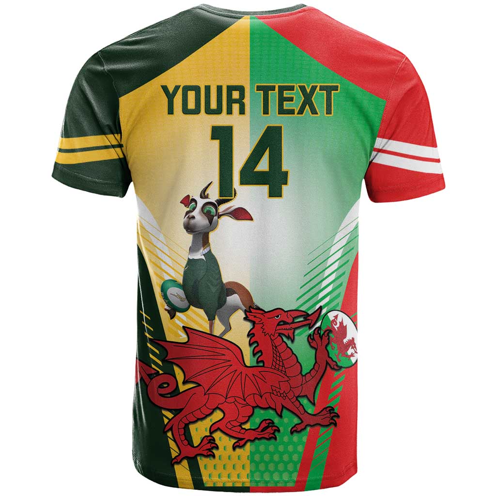 Custom South Africa And Wales Rugby T Shirt Springboks Welsh Mascots Dynamic Version - Wonder Print Shop