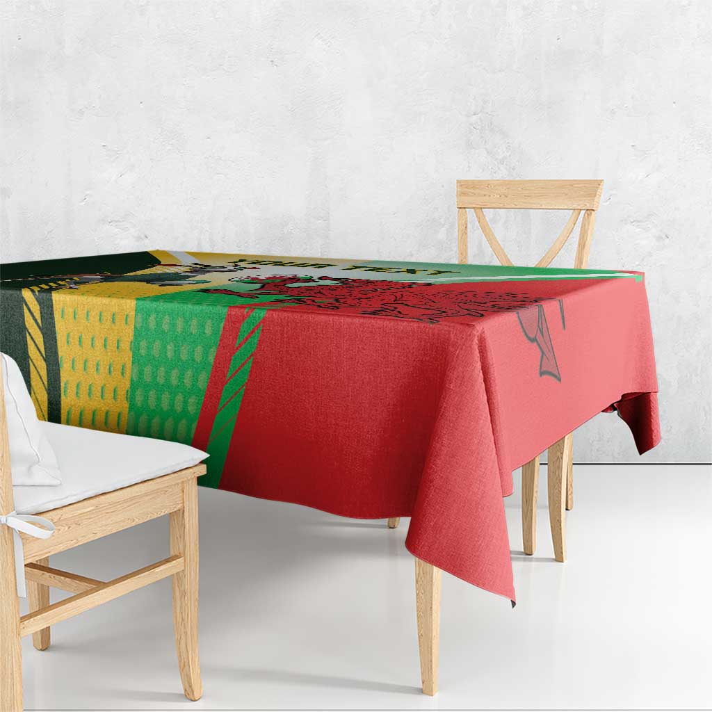 Custom South Africa And Wales Rugby Tablecloth Springboks Welsh Mascots Dynamic Version - Wonder Print Shop
