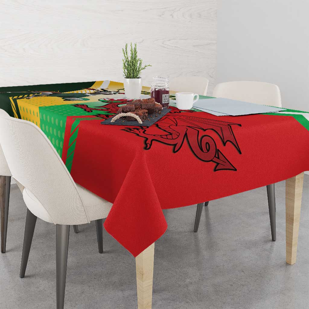 Custom South Africa And Wales Rugby Tablecloth Springboks Welsh Mascots Dynamic Version - Wonder Print Shop