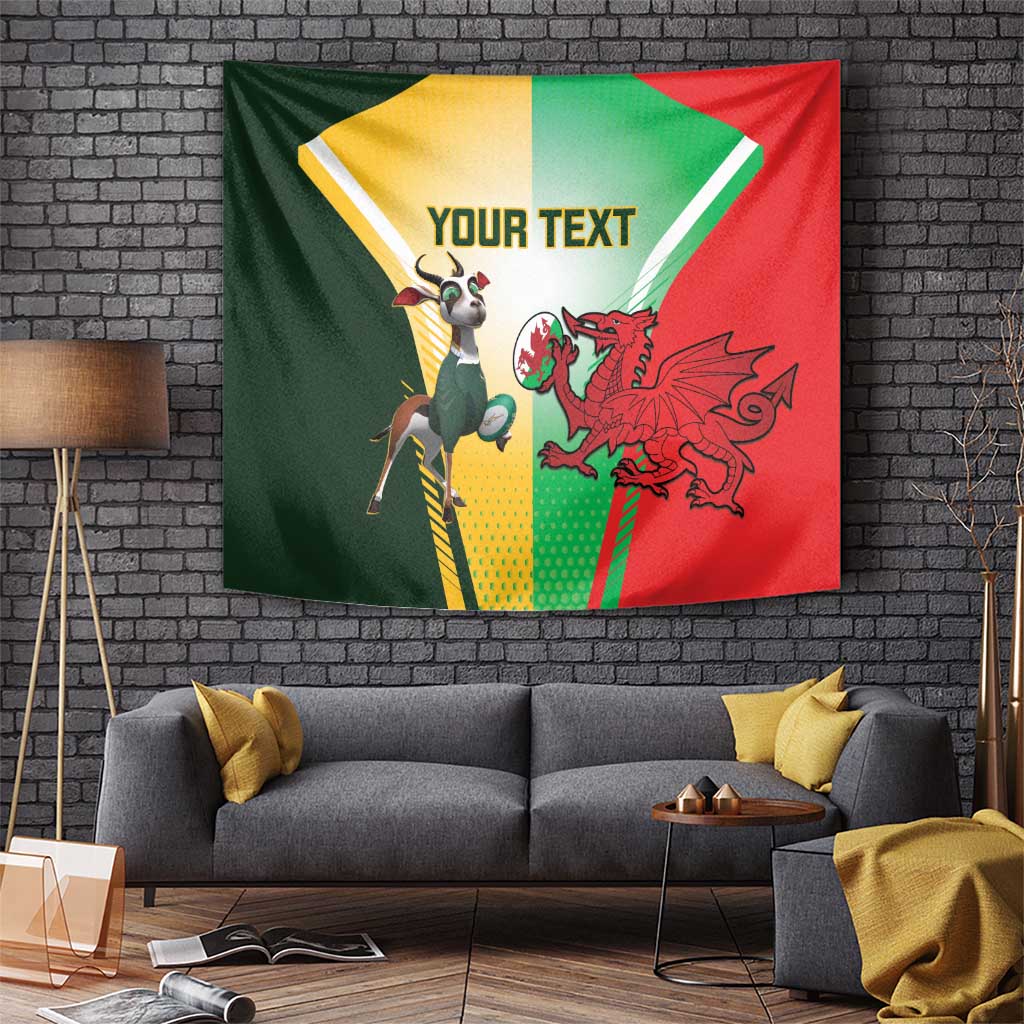Custom South Africa And Wales Rugby Tapestry Springboks Welsh Mascots Dynamic Version - Wonder Print Shop