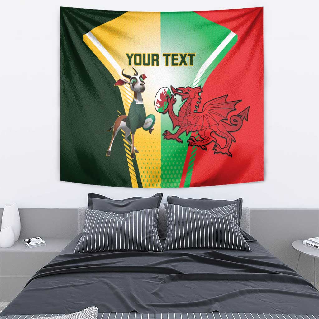 Custom South Africa And Wales Rugby Tapestry Springboks Welsh Mascots Dynamic Version - Wonder Print Shop