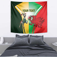 Custom South Africa And Wales Rugby Tapestry Springboks Welsh Mascots Dynamic Version - Wonder Print Shop