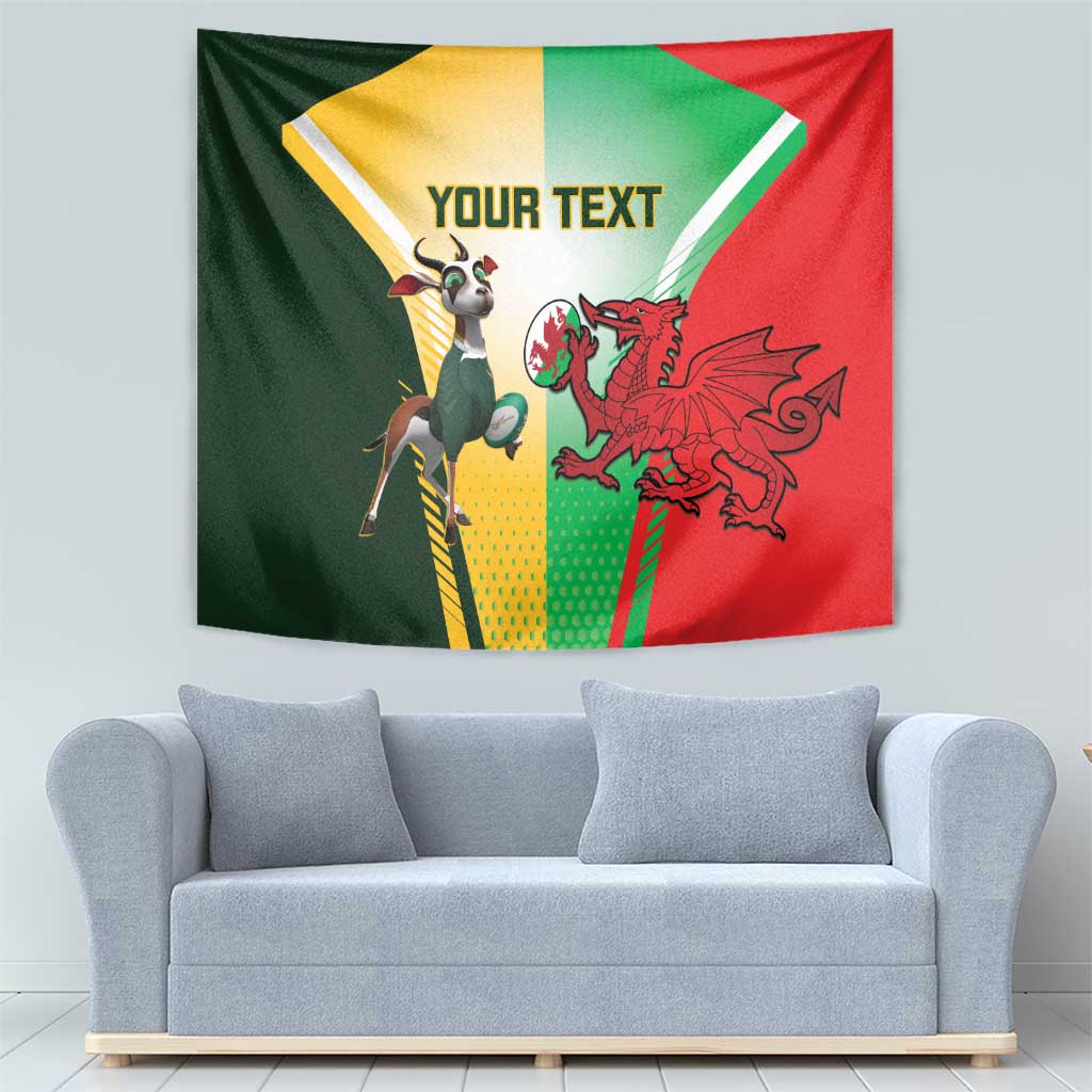 Custom South Africa And Wales Rugby Tapestry Springboks Welsh Mascots Dynamic Version - Wonder Print Shop