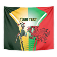 Custom South Africa And Wales Rugby Tapestry Springboks Welsh Mascots Dynamic Version - Wonder Print Shop