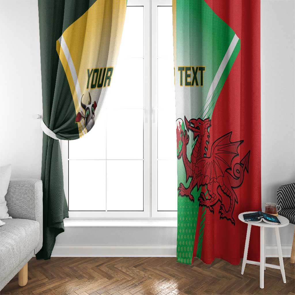 Custom South Africa And Wales Rugby Window Curtain Springboks Welsh Mascots Dynamic Version - Wonder Print Shop