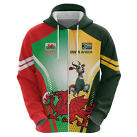 Custom South Africa And Wales Rugby Zip Hoodie Springboks Welsh Mascots Dynamic Version - Wonder Print Shop