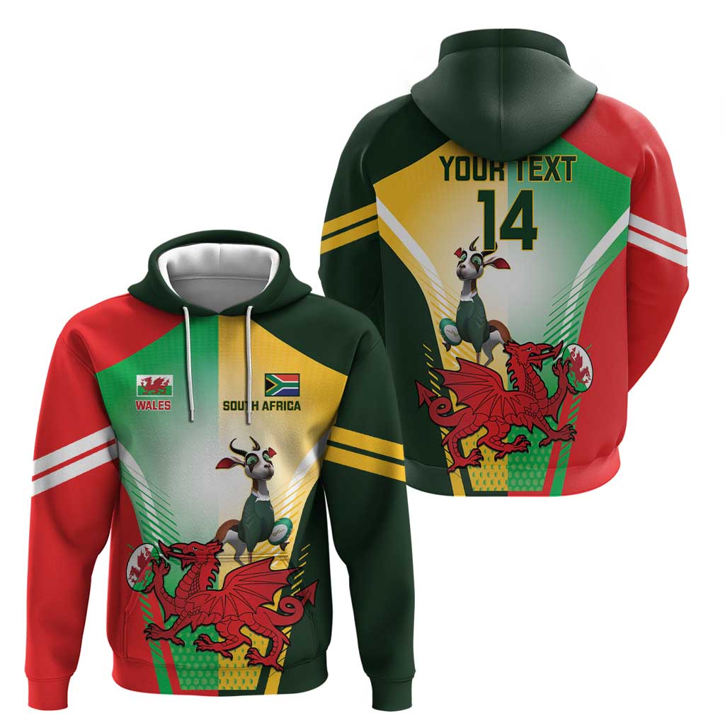 Custom South Africa And Wales Rugby Zip Hoodie Springboks Welsh Mascots Dynamic Version - Wonder Print Shop