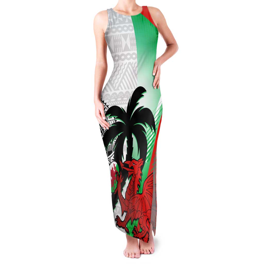 Custom Fiji And Wales Rugby Family Matching Tank Maxi Dress and Hawaiian Shirt Fijian Tapa Welsh Mascots Dynamic Version - Wonder Print Shop