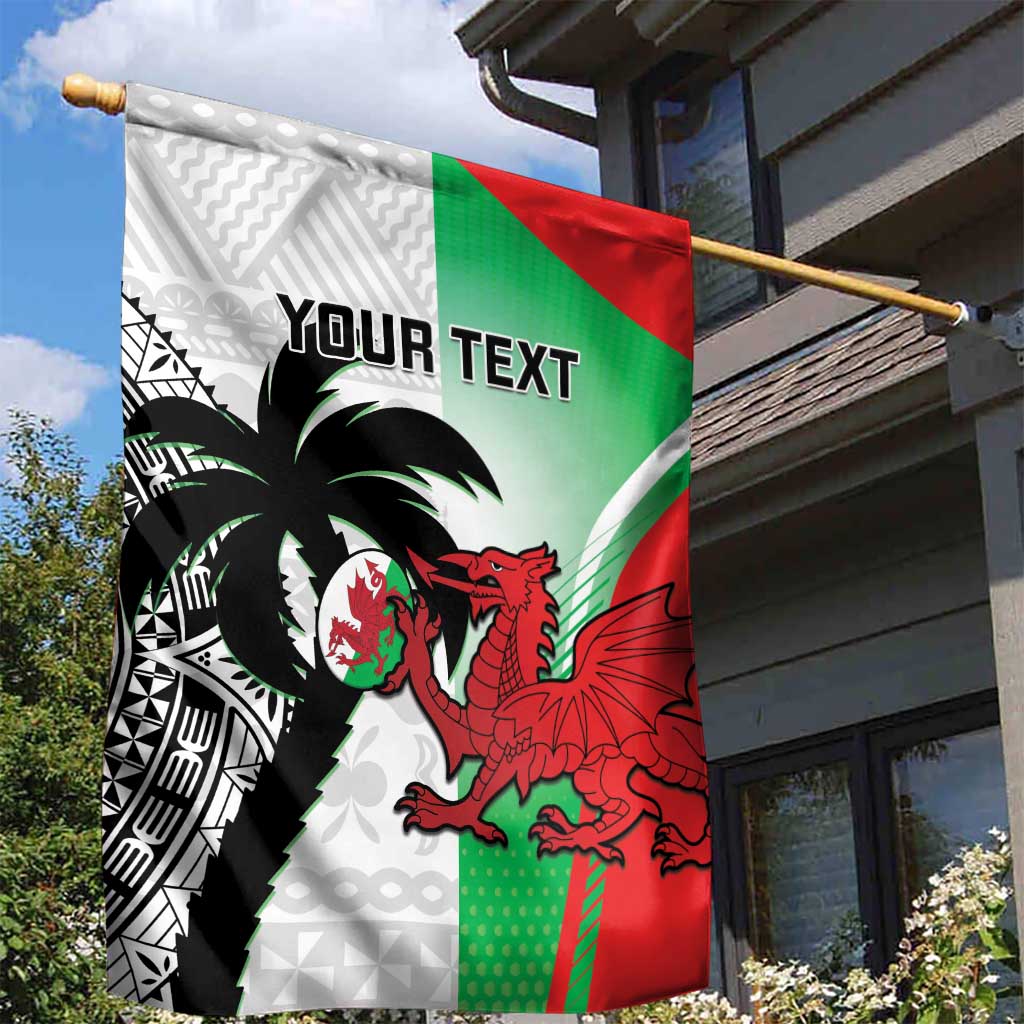 Custom Fiji And Wales Rugby Garden Flag Fijian Tapa Welsh Mascots Dynamic Version - Wonder Print Shop