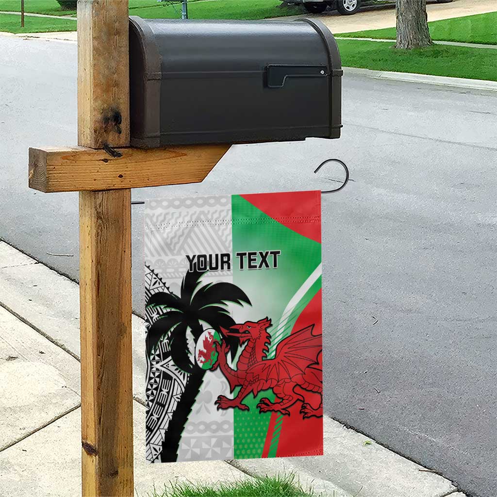 Custom Fiji And Wales Rugby Garden Flag Fijian Tapa Welsh Mascots Dynamic Version - Wonder Print Shop