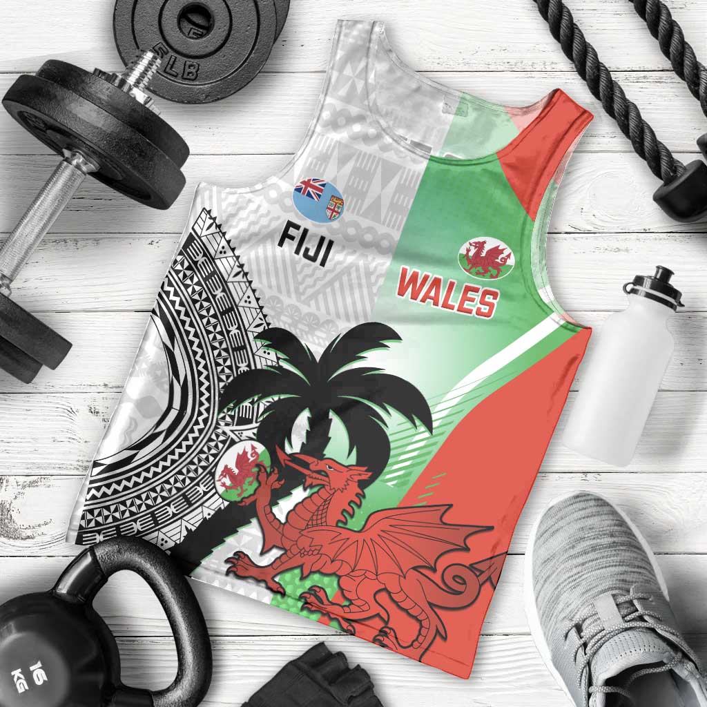 Custom Fiji And Wales Rugby Men Tank Top Fijian Tapa Welsh Mascots Dynamic Version - Wonder Print Shop