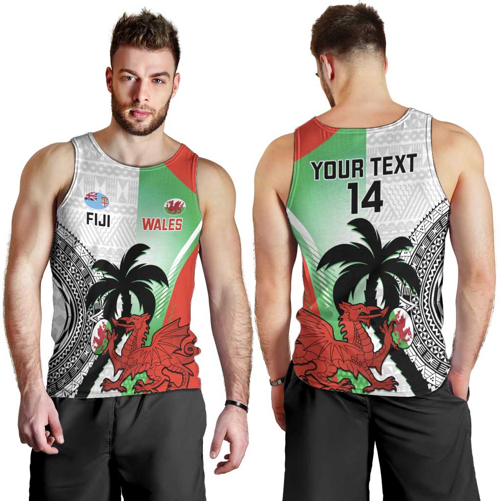 Custom Fiji And Wales Rugby Men Tank Top Fijian Tapa Welsh Mascots Dynamic Version - Wonder Print Shop