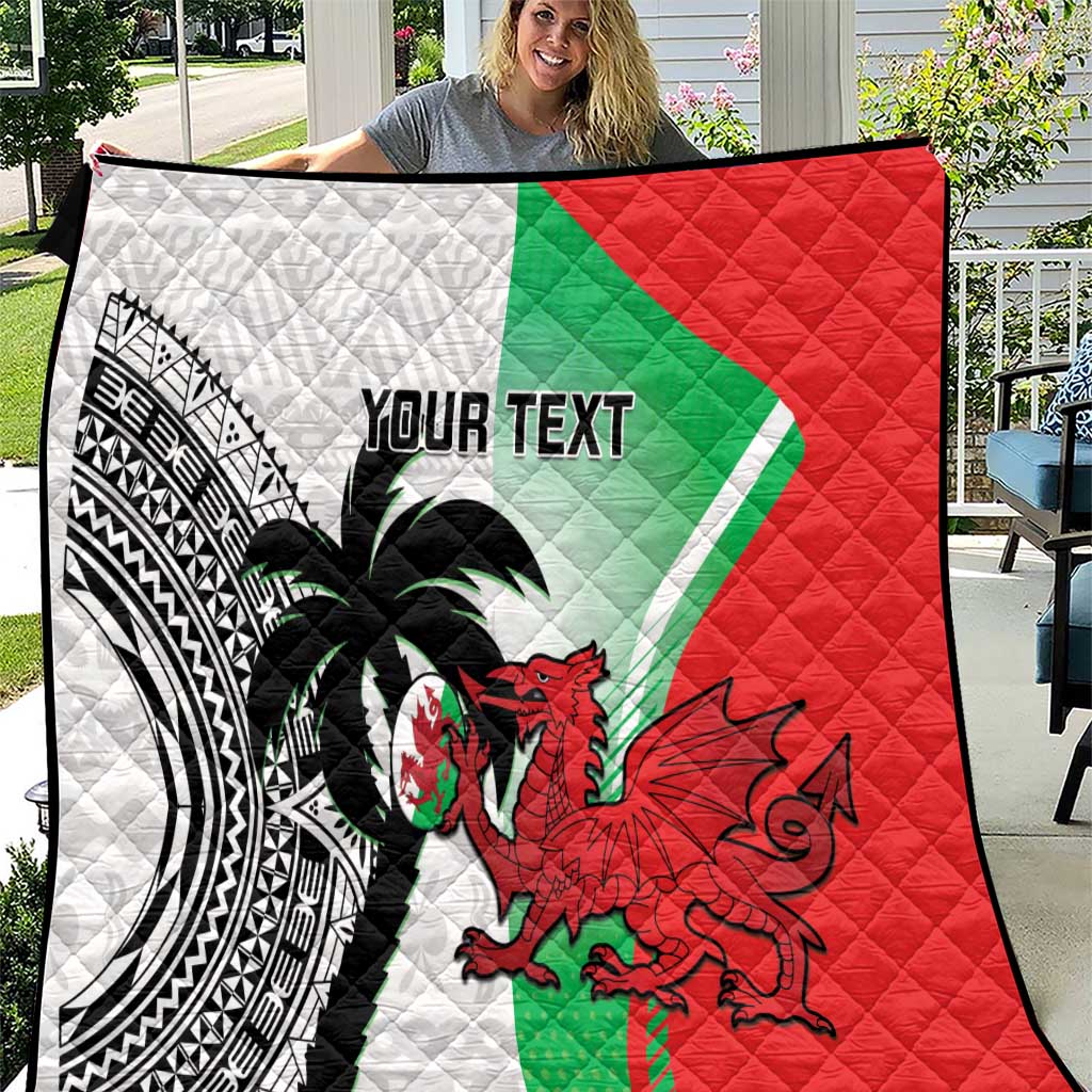 Custom Fiji And Wales Rugby Quilt Fijian Tapa Welsh Mascots Dynamic Version - Wonder Print Shop