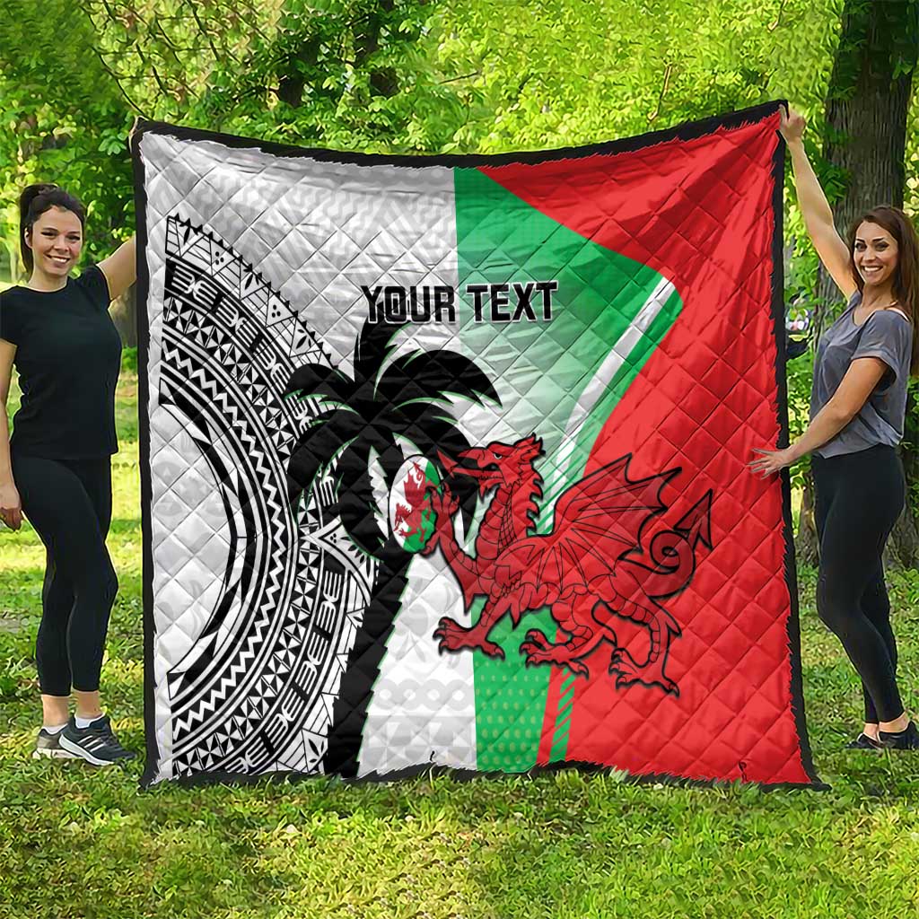 Custom Fiji And Wales Rugby Quilt Fijian Tapa Welsh Mascots Dynamic Version - Wonder Print Shop