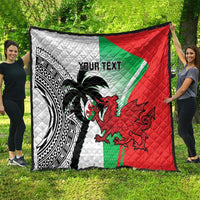 Custom Fiji And Wales Rugby Quilt Fijian Tapa Welsh Mascots Dynamic Version - Wonder Print Shop