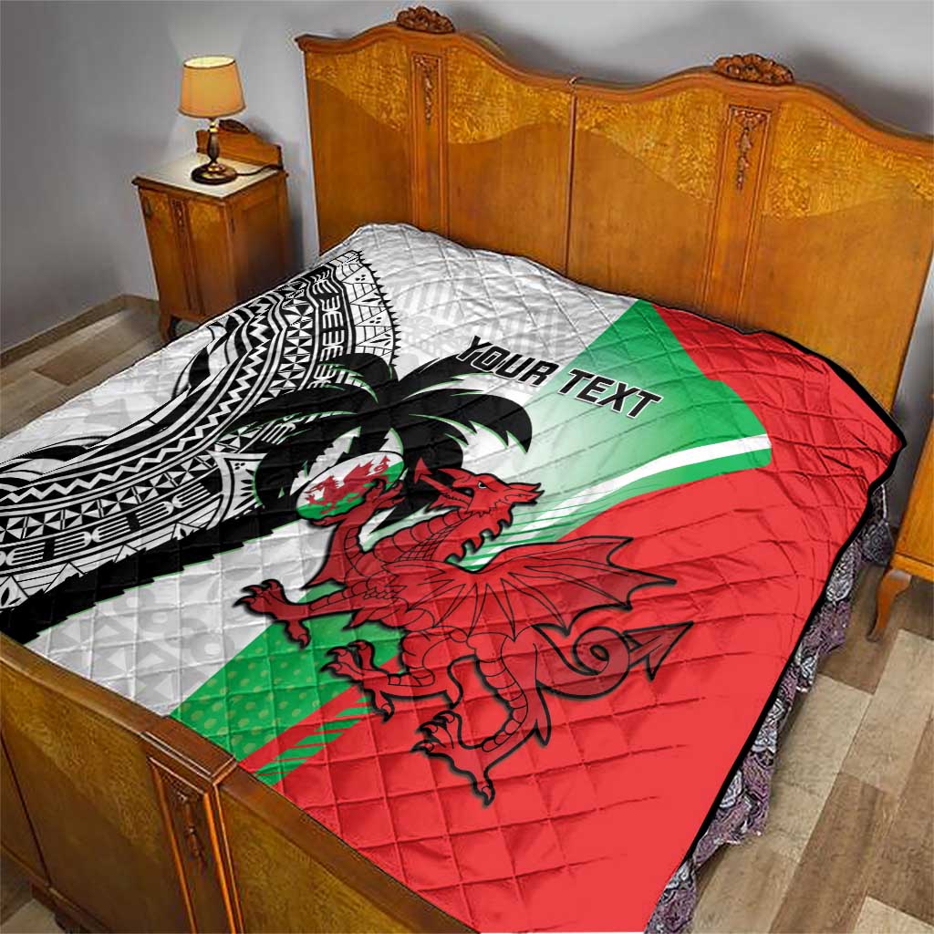 Custom Fiji And Wales Rugby Quilt Fijian Tapa Welsh Mascots Dynamic Version - Wonder Print Shop