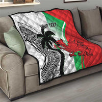 Custom Fiji And Wales Rugby Quilt Fijian Tapa Welsh Mascots Dynamic Version - Wonder Print Shop