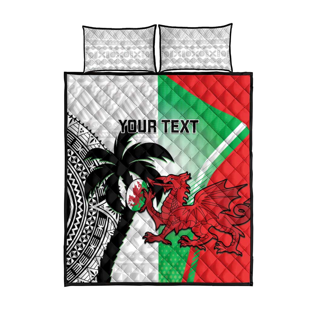 Custom Fiji And Wales Rugby Quilt Bed Set Fijian Tapa Welsh Mascots Dynamic Version - Wonder Print Shop