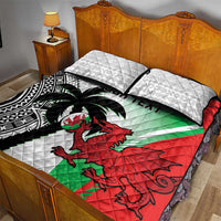 Custom Fiji And Wales Rugby Quilt Bed Set Fijian Tapa Welsh Mascots Dynamic Version - Wonder Print Shop