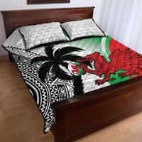 Custom Fiji And Wales Rugby Quilt Bed Set Fijian Tapa Welsh Mascots Dynamic Version - Wonder Print Shop